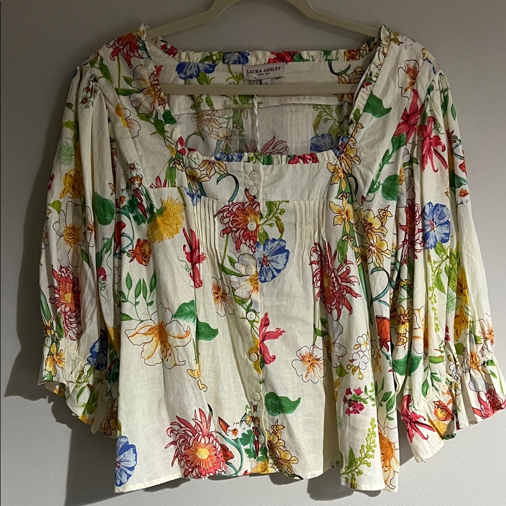 Laura Ashley Floral Peasant Blouse